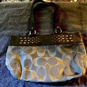 Coach Black and Gray Studded Tote
